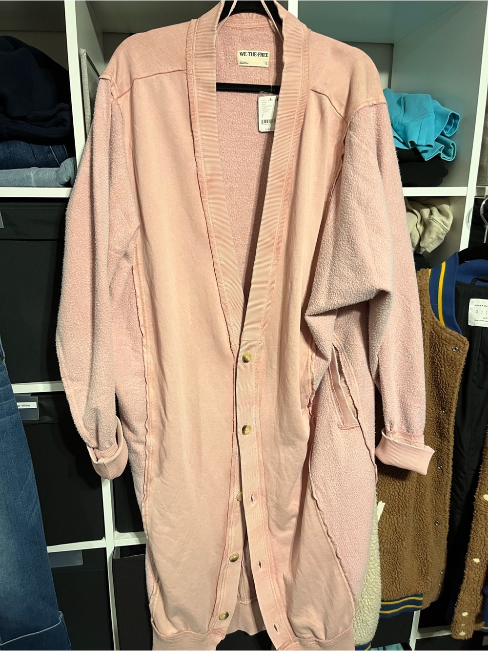 We The Free Pale Pink Longline Cardigan
